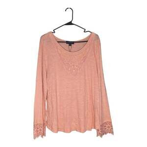 Charlie Paige Top Pullover Pink Romantic Boho Lace Detail Women's L/XL